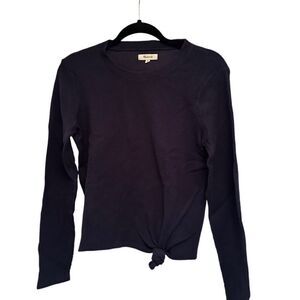Madewell Ribbed Navy Tied Front T-Shirt- Size M